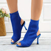 Women's Knit Fishmouth Stiletto Pumps — Open-Toe High Heels for Dresses