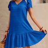 Petal Sleeve V-Neck Ruffle Hem A-Line Dress - Casual Summer
