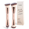 2-Pack Double-Ended Foundation & Contour Makeup Brushes with Travel Case - Round, Flat & Beveled Soft Fiber