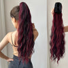 Clip-In Claw Ponytail Extension — Water Wave Wavy Curly Synthetic Hairpiece for Women (Dark Brown/Black)