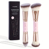 2-Pack Double-Ended Foundation & Contour Makeup Brushes with Travel Case - Round, Flat & Beveled Soft Fiber
