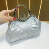Women's Rhinestone Crossbody Bag – White Geometric Evening Clutch with Sparkling Buckle, Detachable Strap & Polyester Lining