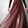Plus Size Faux Leather A-Line Flared Skirt - Solid Color Elegant Women's Skirt