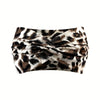 Leopard Print Knit Elastane Yoga Headband - Wide Knotted Sports Sweatband for Women (1pc)