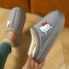 Cute Cartoon Slip-On Indoor/Outdoor Slippers – Cozy Soft Fabric House Shoes for Women & Men, Brown