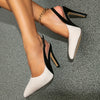 Women’s Pointed-Toe Stiletto Heels – Canvas & Man-Made Upper, Rubber Sole, High Heel, All-Season