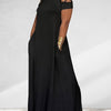 Plus Size Cross-Sleeve Casual Maxi Dress with Back Split