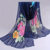Floral Chiffon Scarf for Women - Lightweight Long Shawl with Yellow & Red Flower Print on Black