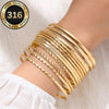 12-Pack 18K Gold-Plated 316 Stainless Steel Bracelet Set for Women — Hypoallergenic Open Cuff Stackable Bangles Gift Set