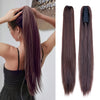 22-Inch (56 cm) Straight Synthetic Ponytail Extension with Claw Clip - Heat-Resistant Black & White Hairpiece for Women