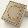 Gold-Plated Enamel Daisy Stainless Steel Bracelet for Women – Boho Floral Charm with Gift Card