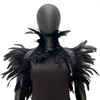 Women's Gothic Faux Feather Collar Cape Shawl — Elegant Party, Prom & Halloween Cosplay Wrap (Multiple Colors)