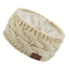 Women's Plush Knit Headband with Faux Fur Pom Pom, Warm Winter Ear Warmer & Christmas Gift