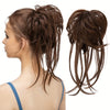 Curly Ponytail Hair Extension with Straight Tail - Messy Bun Hairpiece, Heat-Resistant High-Temperature Fiber Updo for Women