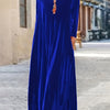 Plus Size Velvet Knee-Length Dress Round Neck Long Sleeve Straight Fit