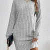 Women's Knit Turtleneck Bodycon Dress - Long Sleeve Solid Color