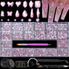 4300-Piece Light Pink Nail Gems Set — Multiple Shape Flat Back Rhinestones with Picker & 10ml Glue Gel