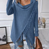 Women's Fringe Tassel Draped Neckline Shawl Wrap - Knit Polyester Fall/Winter