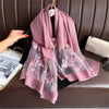 Embroidered Floral Scarf Lightweight Breathable Sunscreen Travel Shawl for Women