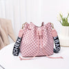 Women's PU Bucket Bag - Large Capacity Drawstring Crossbody & Shoulder Bag with Geometric Print