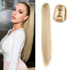 22-Inch (56 cm) Straight Synthetic Ponytail Extension with Claw Clip - Heat-Resistant Black & White Hairpiece for Women