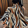 Women's A-Line Geometric Print Long Sleeve Dress – Elastic Waist, Machine Washable Spring/Fall Maxi (Black, Beige, Brown, White)