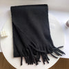Luxury Cashmere-Blend Winter Scarf for Women – Thick Warm Shawl with Tassels, Soft Fluffy Solid & Plaid