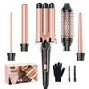 5-in-1 Interchangeable Curling Wand Set – 3-Barrel Hair Waver & Crimper, Fast Heat, Dual Voltage