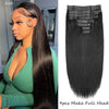 16-24 Inch (40-61 cm) Brazilian Remy Human Hair Clip-In Extensions 9-Piece Full Head Straight Natural Black