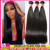 Peruvian Straight Remy Hair Bundles - 1/3/4 Pc Weave Extensions, 8-30 in (20-76 cm) Natural Black