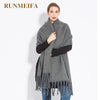 Luxury Cashmere-Blend Winter Scarf for Women – Thick Warm Shawl with Tassels, Soft Fluffy Solid & Plaid