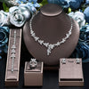Classic Rectangular Cubic Zirconia Bridal Necklace and Earring Set CZ Wedding Jewelry