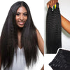 Kinky Straight Clip-In Hair Extensions 8-Piece Set 120 g (4.2 oz) 26 in (66 cm) Natural Black 100% Unprocessed Brazilian Remy Hair