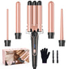 5-in-1 Interchangeable Curling Wand Set – 3-Barrel Hair Waver & Crimper, Fast Heat, Dual Voltage