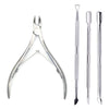 4-Piece Professional Stainless Steel Manicure Kit - Nail Clippers, Scissors, Nippers & Cuticle Pusher