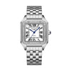 ROLENDO Women's Gold Square Santos-Style Watch 33mm Sapphire Crystal Zircon Accents Roman Dial 50M Automatic
