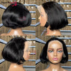 Ombre Chocolate Brown 13x4 Lace Front Straight Bob Wig, 100% Vietnamese Human Hair, Glueless Pre-Plucked Layered Cut