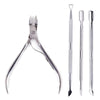 4-Piece Professional Stainless Steel Manicure Kit - Nail Clippers, Scissors, Nippers & Cuticle Pusher