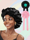2-Pack Satin Sleep Bonnets with Adjustable Tie Band — Double-Layer Hair Wrap Night Cap, Unisex