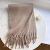 Luxury Cashmere-Blend Winter Scarf for Women – Thick Warm Shawl with Tassels, Soft Fluffy Solid & Plaid