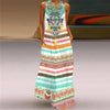 V-Neck Sleeveless Maxi Dress for Women – Retro Print Summer Sundress with Pockets, A-Line Floor-Length