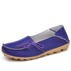Colorful Split Leather Women's Loafers – Ballet Round Toe Slip-On Flats, PU Insole Casual Shoes, Plus Size 44