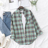 YEOIN Women's Flannel Plaid Shirt - Loose Casual Cotton-Blend Long Sleeve Blouse