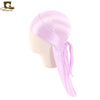 Silky Satin Durag Bandana Turban Headwrap - Long Tail Biker Headwear, One Size Fits Most