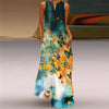 V-Neck Sleeveless Maxi Dress for Women – Retro Print Summer Sundress with Pockets, A-Line Floor-Length