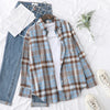 YEOIN Women's Flannel Plaid Shirt - Loose Casual Cotton-Blend Long Sleeve Blouse