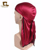 Silky Satin Durag Bandana Turban Headwrap - Long Tail Biker Headwear, One Size Fits Most
