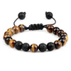 8mm Tiger Eye & Lava Stone Adjustable Braided Bracelet — Unisex Beaded Yoga Healing Energy Bracelet