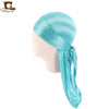 Silky Satin Durag Bandana Turban Headwrap - Long Tail Biker Headwear, One Size Fits Most