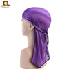 Silky Satin Durag Bandana Turban Headwrap - Long Tail Biker Headwear, One Size Fits Most